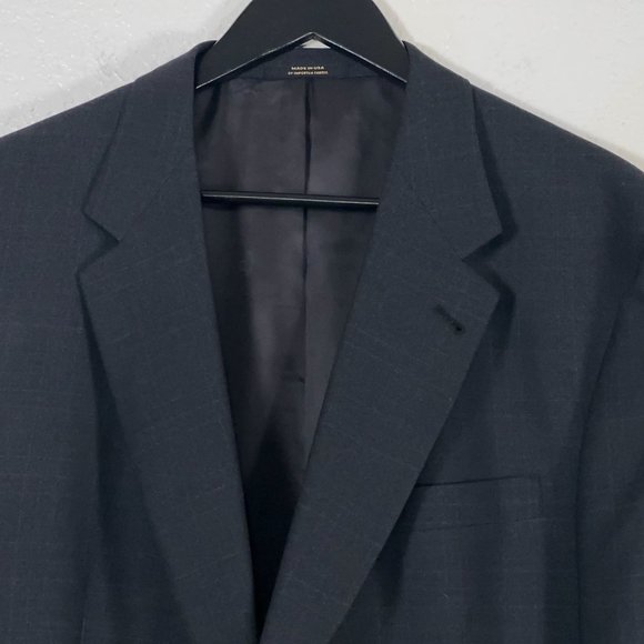 Hart Schaffner Marx Gold Trumpeter Wool Blazer in Charcoal Check Men's Size 46R - Picture 3 of 9